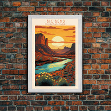 Cargar imagen en el visor de la galería, Big Bend National Park Texas Travel Art, National Park Print, Minimalist Travel Art, Midcentury Modern Style Landscape Painting
