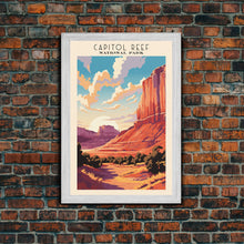 Carregar imagem no visualizador da galeria, Capitol Reef National Park Utah Travel Art, National Park Print, Minimalist Travel Art, Midcentury Modern Style Landscape Painting

