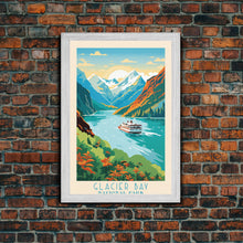 Carregar imagem no visualizador da galeria, Glacier Bay National Park Travel Poster Art, Canvas Print Wall Art, Alaska Travel Art, Midcentury Modern Travel Decor, MCM Wall Art
