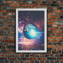 Load image into Gallery viewer, Disco Ball Print, Disco Ball Decor, Canvas Print, Wall Hanging, Portrait Art, Retro Wall Art, Trendy Wall Art, Game Room Decor, Couple Gift
