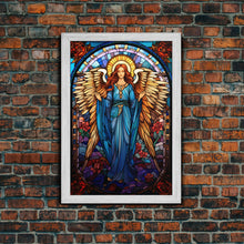 Carregar imagem no visualizador da galeria, Angel, Fantasy Artwork Canvas Print, Wall Hanging, Portrait Art, Stained Glass Art, Mystical Wall Art, Tiny House Decor, Gift For Women

