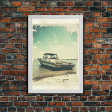 Load image into Gallery viewer, Boat Wall Art, Beach Wall Art, Coastal Wall Art, Canvas Print, Wall Hanging, Portrait Art, Home Wall Decor, Office Wall Art, Unique Gift
