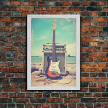 Load image into Gallery viewer, Electric Guitar, Guitar Wall Art, Music Wall Art, Canvas Print, Wall Hanging, Portrait Art, Guitar Player Gift, Music Wall Decor, Beach Art
