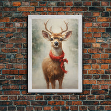 Carregar imagem no visualizador da galeria, Cute Buck Dressed For Christmas, Christmas Decor, Woodland Animals, Christmas Wall Art, Winter Decor, Holiday Decor, Seasonal Decor
