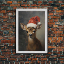 Carregar imagem no visualizador da galeria, Cute Christmas Deer - Farmhouse Christmas Decor - Fawn Dressed For Christmas - Xmas Decor - Christmas Wall Art- Holiday Decorations
