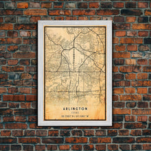 Carregar imagem no visualizador da galeria, Arlington Texas map print poster or framed canvas, Arlington map print poster canvas, Texas city map print poster canvas, Vintage Travel Art
