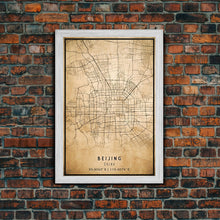 Cargar imagen en el visor de la galería, Beijing China map print poster or framed canvas, Beijing map print poster canvas, Beijing city map print poster canvas, Vintage Travel Art
