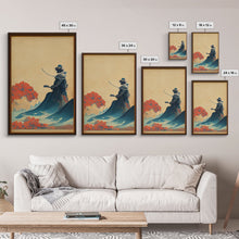 Load image into Gallery viewer, Samurai and Japanese Maple Tree Portrait, Framed Canvas Print, Ready To Hang Framed Wall Art
