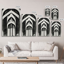 Carregar imagem no visualizador da galeria, Black And White Art Print, Art Deco Architecture, Framed Canvas Print, Ready To Hang Framed Wall Art, Living Room Wall Hanging

