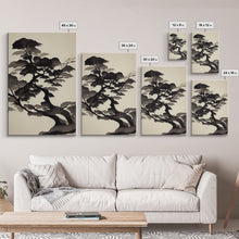 Carregar imagem no visualizador da galeria, Black and White Japanese Maple Tree, Framed Canvas Print, Ready To Hang Framed Wall Art, Living Room Wall Hanging
