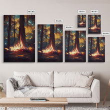 Carregar imagem no visualizador da galeria, Abstract Campfire Art, Framed Canvas Print, Ready To Hang Framed Wall Art, Living Room Wall Hanging
