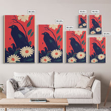 Load image into Gallery viewer, Crow Portrait, surrealist bird art, Framed Canvas Print, Ready To Hang Framed Wall Art, Living Room Decor
