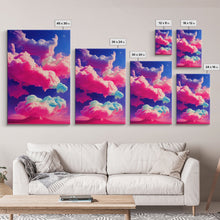 Load image into Gallery viewer, Bubble Gum Clouds, Trippy Psychedelic Surrealist Cloud Art, Framed Canvas Print, Ready To Hang Framed Wall Art
