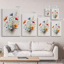 Load image into Gallery viewer, Colorful wildflowers, beautiful floral art, framed canvas print
