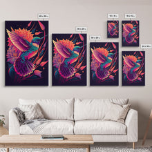Carregar imagem no visualizador da galeria, Beautiful Retro-Wave Humming Bird, framed canvas print, Colorful farmhouse wall art
