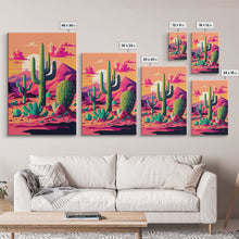 Load image into Gallery viewer, Pueblo Style Cactus, Still Life, Framed Canvas Print, Western Decor, Midwest Style Art, Arizona Desert Art
