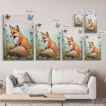 Load image into Gallery viewer, Fox Art Print, Boho Wall Decor, Woodland Animals, Nursery Minimalist Baby Room, Earth Tone Monochromatic, Modern Gender Neutral, Canvas Art
