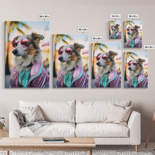 Load image into Gallery viewer, Border Collie Wall Print, Dog Wall Art, Dog With Shades, Pink Hoodie, Funny Art, Framed Wall Art, Framed Canvas, Wall Print, Wall Canvas
