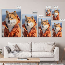 Load image into Gallery viewer, Shiba Inu Wall Print, Dog Wall Art, Animal Art, Orange Jacket, Funny Wall Art, Framed Wall Art, Framed Canvas, Wall Print, Wall Canvas
