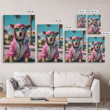 Load image into Gallery viewer, Dog Sunglasses, Pink Hoodie, Chihuahua Wall Print, Dog Wall Art, Funny Wall Art, Framed Wall Art, Framed Canvas, Wall Print, Wall Canvas
