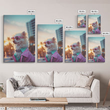 Cargar imagen en el visor de la galería, Chihuahua Wall Print, Dog Wall Art, Dog Sunglasses, Dog In Pink Jacket, Funny Art, Framed Wall Art, Framed Canvas, Wall Print, Wall Canvas
