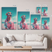 Cargar imagen en el visor de la galería, Chihuahua In Pink Shirt Sunglasses Wall Print, Beach Art, Dog Print, Dog Portrait, Framed Wall Art, Framed Canvas, Wall Print, Wall Canvas
