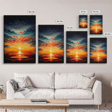 Carregar imagem no visualizador da galeria, Abstract sunset and clouds canvas print, beautiful oil painting print, nature and landscape wall art, ready to hang
