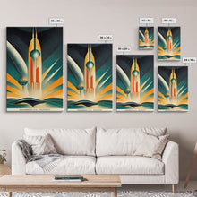 Carregar imagem no visualizador da galeria, Art Deco Style Spaceship, Space Exploration, Science Fiction / SciFi Canvas Print, Ready to Hang Wall Art
