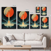 Carregar imagem no visualizador da galeria, Art Deco Style Spaceship, Space Exploration, Science Fiction / SciFi Canvas Print, Ready to Hang Wall Art
