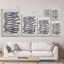 Load image into Gallery viewer, Sardines Art Print - Framed Canvas Art - Oil Painting Still Life Print - French Kitchen Art - Restaurant Art - Sardine Still Life - Fish Art
