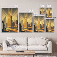 Carregar imagem no visualizador da galeria, Art Deco Architecture, Framed Canvas Print, 1930s Style Art Deco City Skyline
