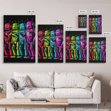 Load image into Gallery viewer, 1950s Style Scifi Robot Art, Art Deco Scifi Poster Art on Canvas, Framed Canvas Print, Game Room Decor
