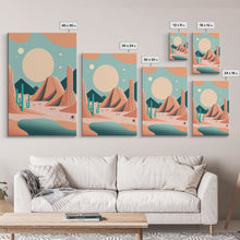 Load image into Gallery viewer, Scandinavian Inspired Midwestern Pop Art, Minimalist Boho Style Desert Landscape, Framed Canvas Print, Western Abstract Art
