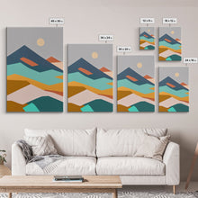 Load image into Gallery viewer, Scandinavian Inspired Pacific Northwest Art, Minimalist Boho Style Forest Landscape, Framed Canvas Print, Western Abstract Art
