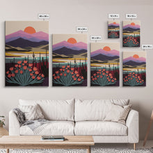Carregar imagem no visualizador da galeria, Boho Style Mountain Landscape, Minimalist Art, Sunset Over The Mountains
