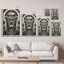 Load image into Gallery viewer, Grunge / Cyberpunk Odin, Norse Mythology, Wall Art, Framed Canvas Print, Futuristic Portrait of Odin
