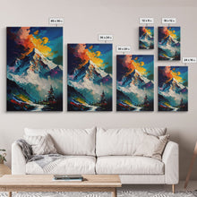 Load image into Gallery viewer, Annapurna III, Mountain Art, Rustic Mountain Landscape Wall Art, Framed Canvas Print, Abstract Oil Painting Print, Mountains of Nepal
