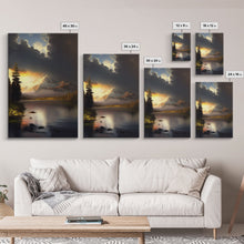 Load image into Gallery viewer, Framed Canvas Wall Art Wood Panel Effect Mountain Range Top Print Modern Art Rustic Decor for Living Room, Original Mountain Painting
