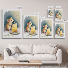 Load image into Gallery viewer, Cute mouse birthday party Watercolor Print, Mouse Art Painting, Framed Canvas Print, Cute mouse cartoon
