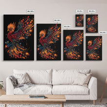 Load image into Gallery viewer, Phoenix In Flames, Retribution, Framed Canvas Print, The Phoenix, Framed Wall Art, Original Painting Phoenix, Fire Chicken
