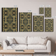 Load image into Gallery viewer, Art Deco Pattern Wall art, Framed Canvas Print, Art Deco, Gold &amp; green art, Framed painting, Black colors, Wonderful art, 1920s Style Art
