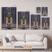 Load image into Gallery viewer, Art Deco Pattern Wall art - Framed Canvas Print - Art Deco - Gold &amp; blue art - Abstract art - Patterns art - Abstract art - Guest room decor
