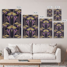Carregar imagem no visualizador da galeria, Art Deco Pattern Wall art - Framed Canvas Print - Art Deco - Stained glass art - Ornament art - Geometric art - Purple &amp; gold art - Wall art
