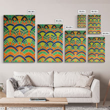 Carregar imagem no visualizador da galeria, Art Deco Pattern Wall art, Framed Canvas Print, Art Deco, Wall art, Patterns art, Green colors art, Living room art, Colorful painting

