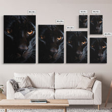 Load image into Gallery viewer, Portrait Of A Predator, Black Cat, Black Panther Photography, Framed Canvas Print, Wood Frame Wall Art
