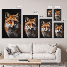 Load image into Gallery viewer, Portrait of a Red Fox, Framed Canvas Print, Framed Wall Art, Fox Photography, Wild Life Art
