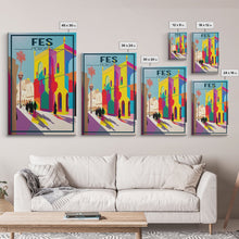 Load image into Gallery viewer, Fes Travel Poster, Morocco Wall Art, Moroccan Art, Morocco Poster, Travel Wall Print, Travel Poster, Travel Wall Art, Canvas Wall Print

