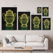 Load image into Gallery viewer, 3D Trophy Wall Decor, Yellow Art Print, Glowing Art, Minimalist Print, Wall Decor, Canvas Print, Wall Art, Framed Canvas
