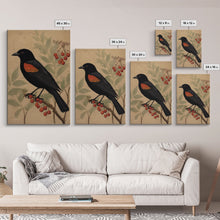 Load image into Gallery viewer, Black And Orange Bird Wall Art, Oriole Wall Decor, Animal Wall Art, Minimalist Print, Wall Decor, Canvas Print, Wall Art, Framed Canvas
