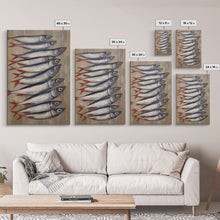 Carregar imagem no visualizador da galeria, Fish Wall Art, Sardines Painting, Food Wall Decor, Kitchen Wall Art, Minimalist Wall Art, Wall Decor, Canvas Print, Wall Art, Framed Canvas

